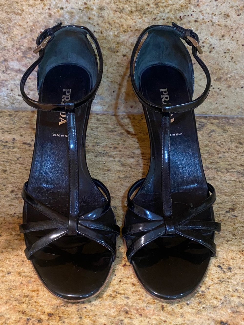 Prada Cage Wedge Sandal, Size 37.5, Preowned Great Condition